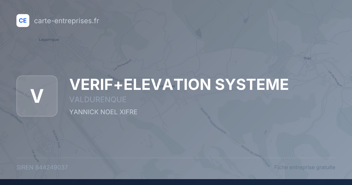 VERIF+ELEVATION SYSTEME — 844249037 — fiche entreprise