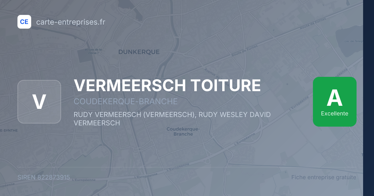 VERMEERSCH TOITURE — 822873915 — fiche entreprise