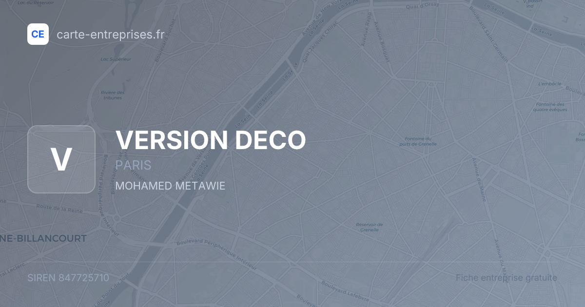 VERSION DECO — 847725710 — fiche entreprise