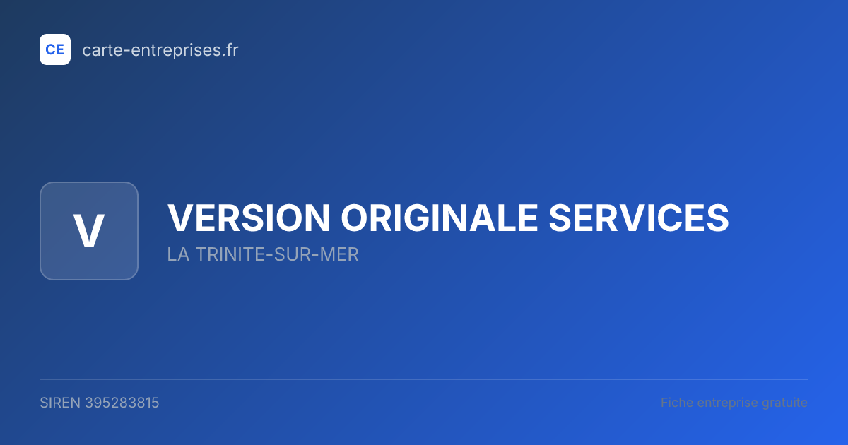 VERSION ORIGINALE SERVICES — 395283815 — fiche entreprise