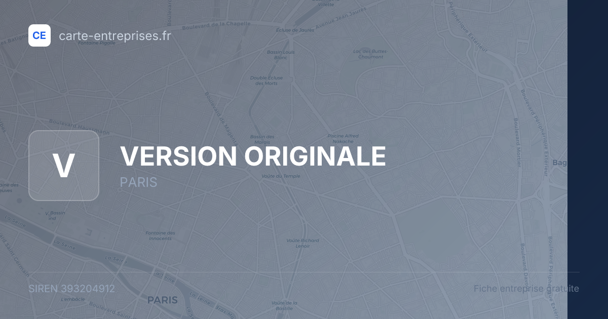 VERSION ORIGINALE — 393204912 — fiche entreprise