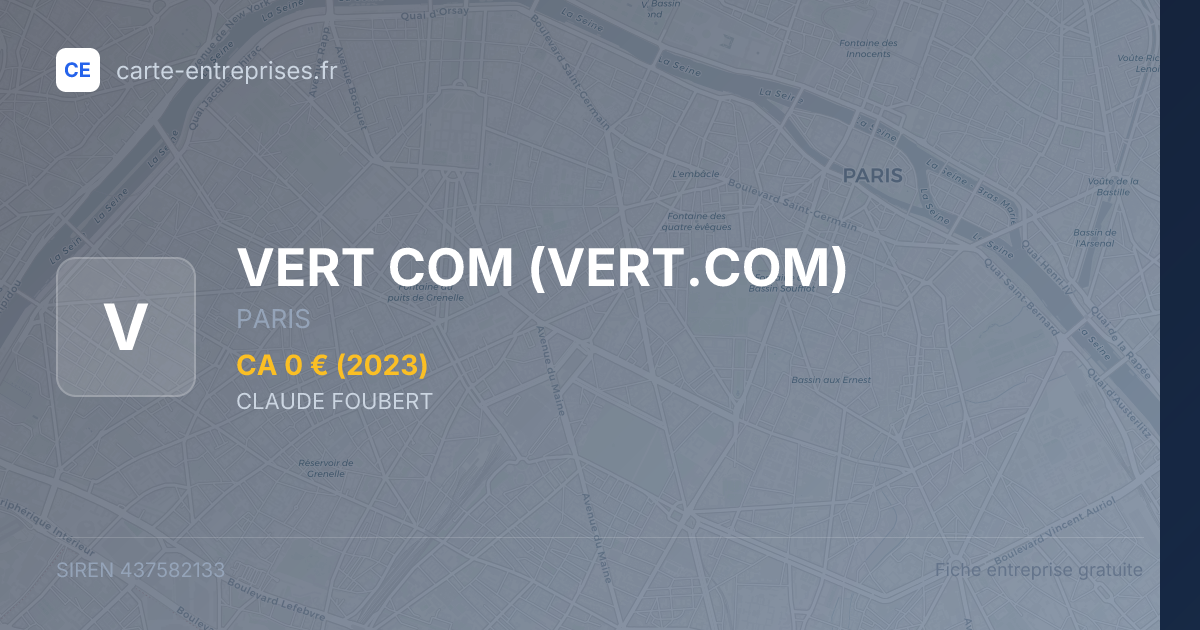 VERT COM (VERT.COM) — 437582133 — fiche entreprise