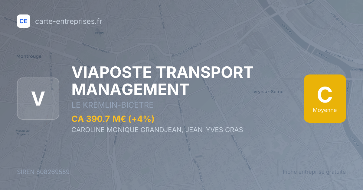 VIAPOSTE TRANSPORT MANAGEMENT — 808269559 — fiche entreprise