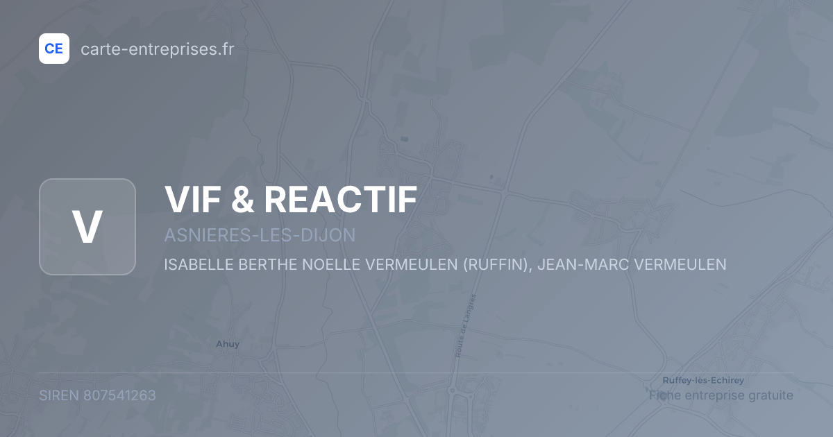 VIF & REACTIF — 807541263 — fiche entreprise