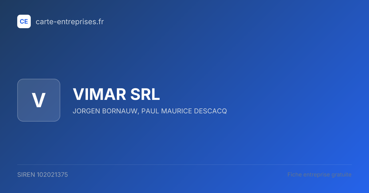 VIMAR SRL — 102021375 — fiche entreprise