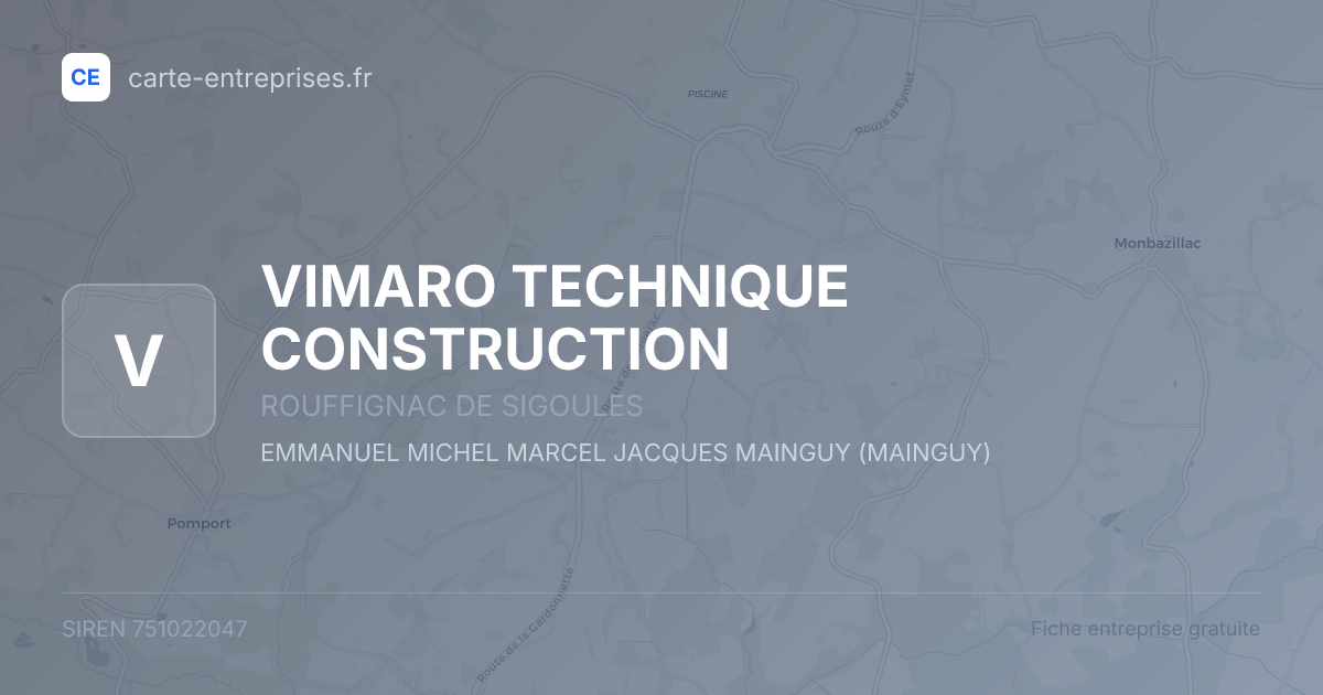 VIMARO TECHNIQUE CONSTRUCTION — 751022047 — fiche entreprise