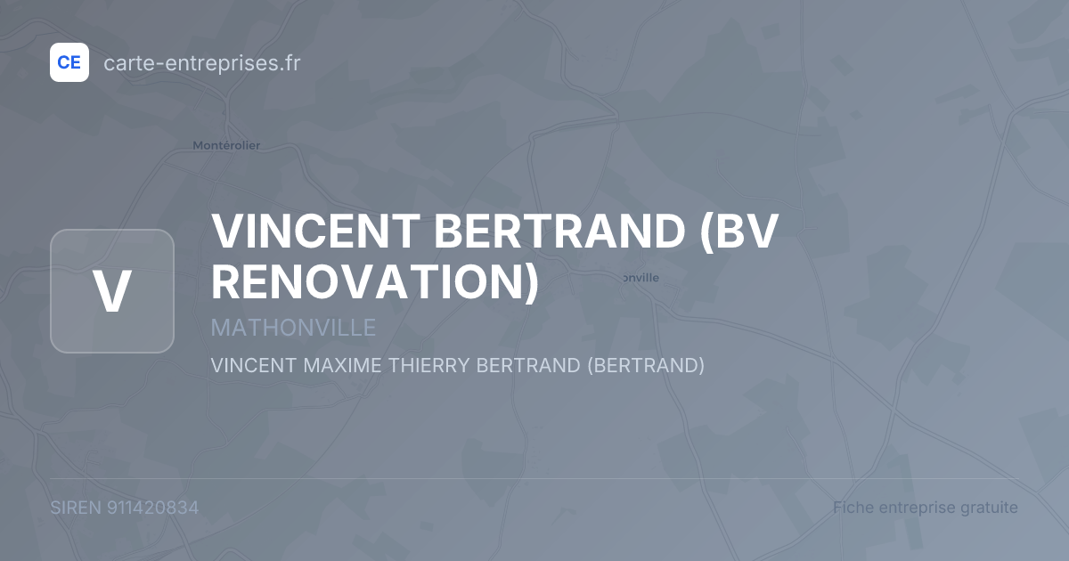 VINCENT BERTRAND (BV RENOVATION) — 911420834 — fiche entreprise