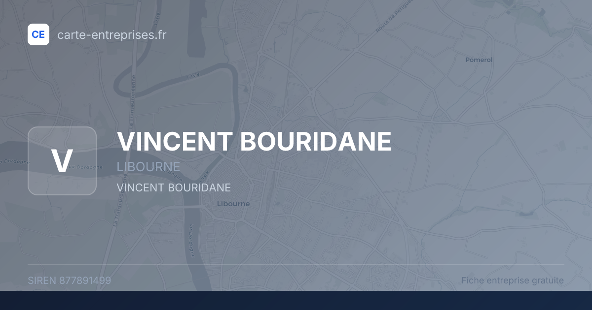 VINCENT BOURIDANE — 877891499 — fiche entreprise