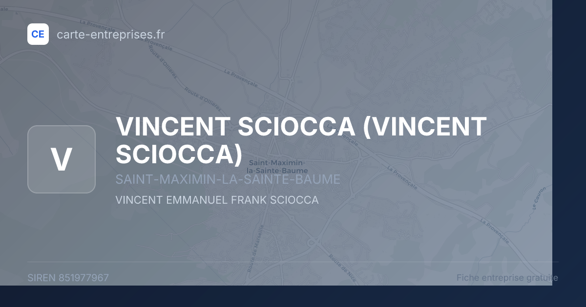 VINCENT SCIOCCA — 851977967 — fiche entreprise