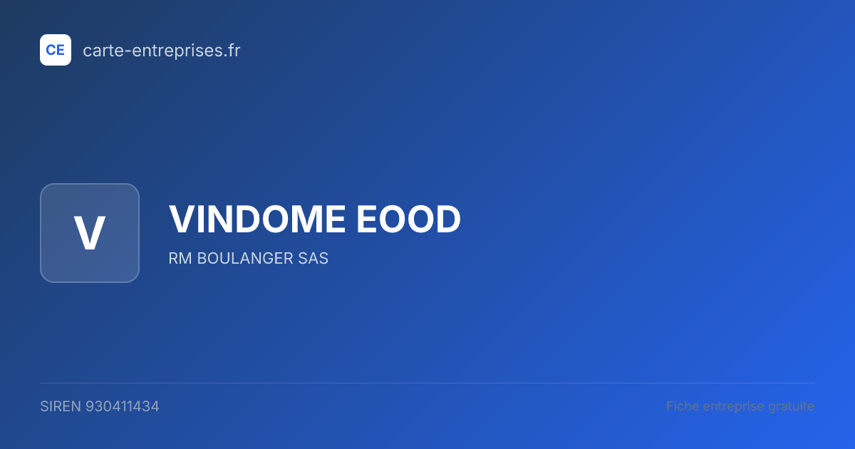VINDOME EOOD — 930411434 — fiche entreprise