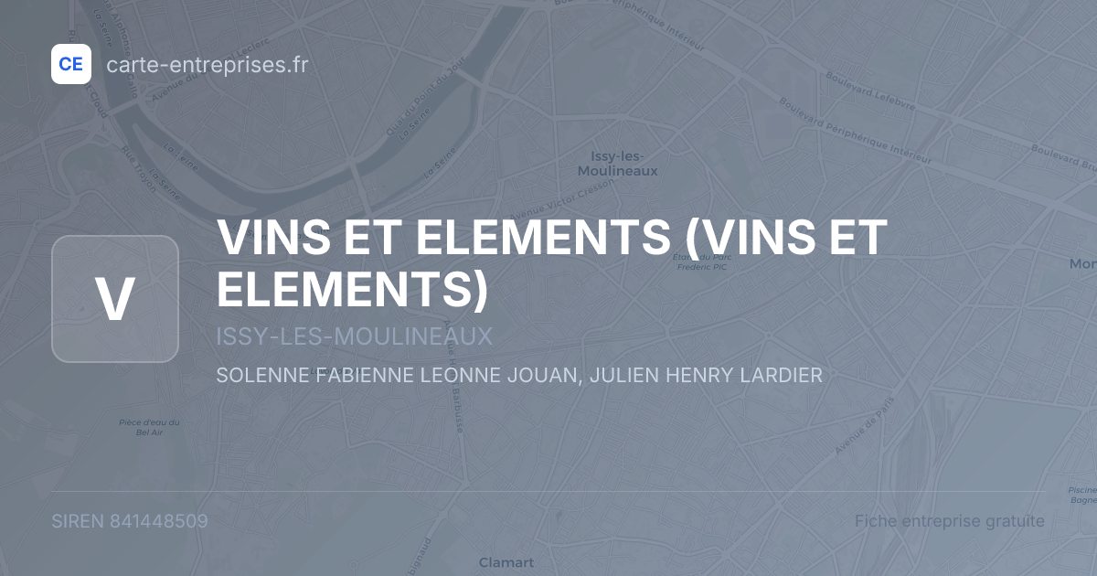 VINS ET ELEMENTS — 841448509 — fiche entreprise