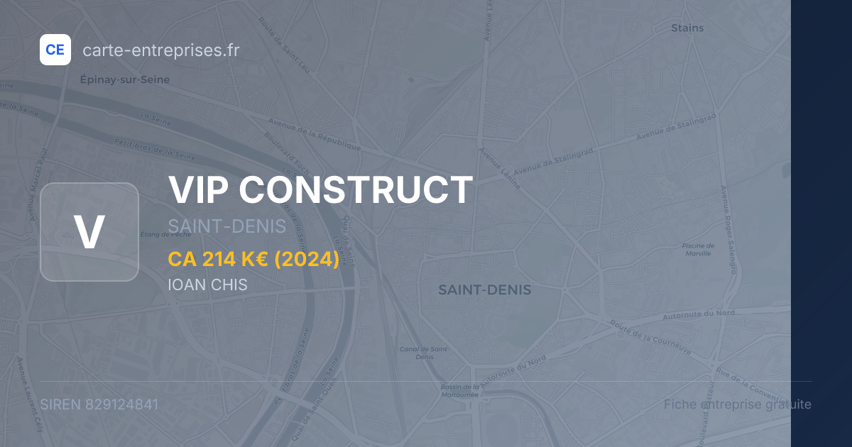 VIP CONSTRUCT — 829124841 — fiche entreprise