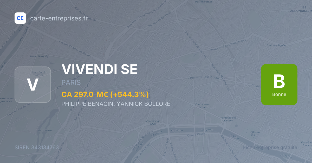 VIVENDI SE — 343134763 — fiche entreprise