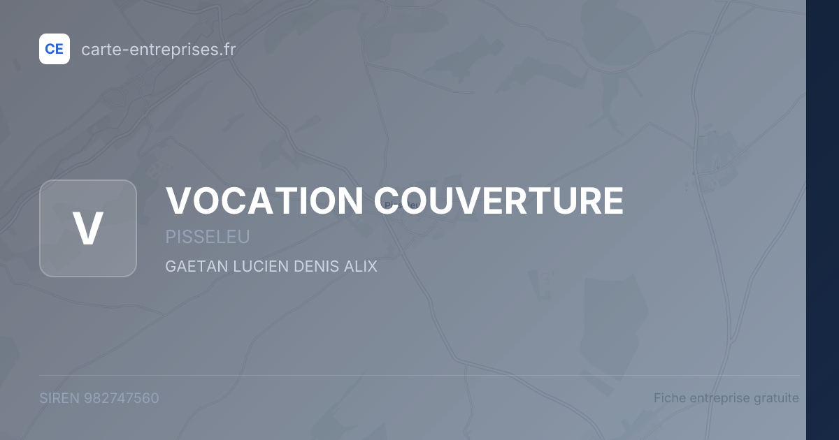 VOCATION COUVERTURE — 982747560 — fiche entreprise