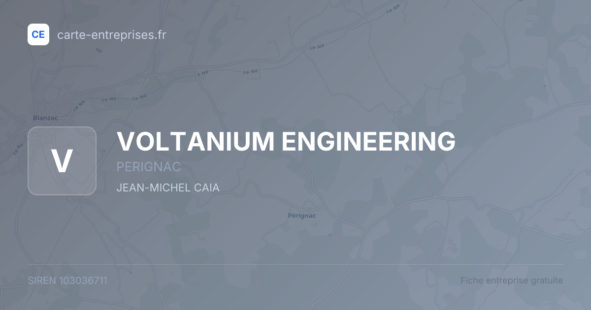 VOLTANIUM ENGINEERING — 103036711 — fiche entreprise