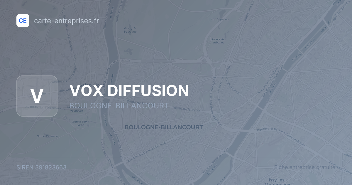 VOX DIFFUSION — 391823663 — fiche entreprise