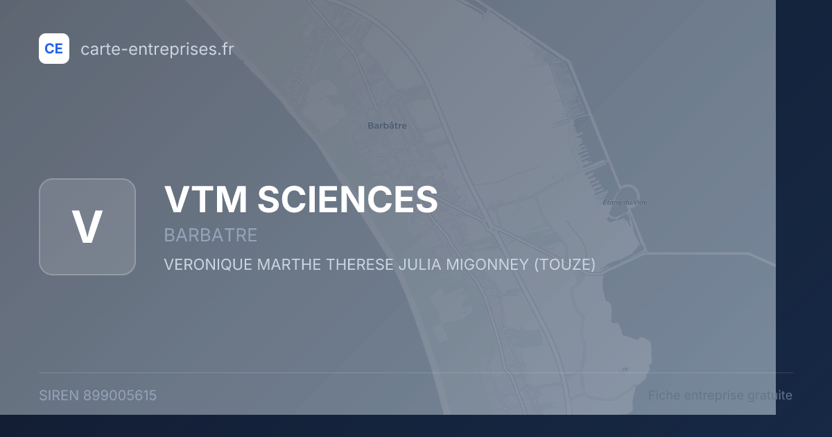 VTM SCIENCES — 899005615 — fiche entreprise
