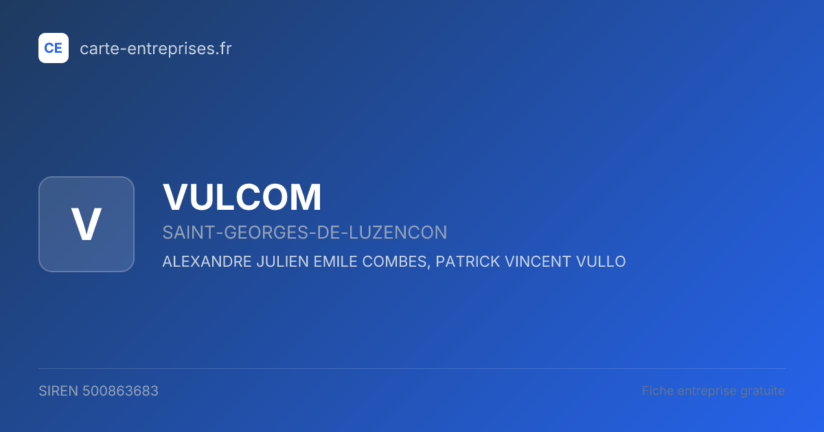 VULCOM — 500863683 — fiche entreprise