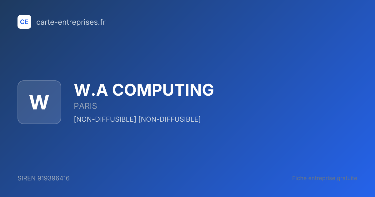 W.A COMPUTING — 919396416 — fiche entreprise