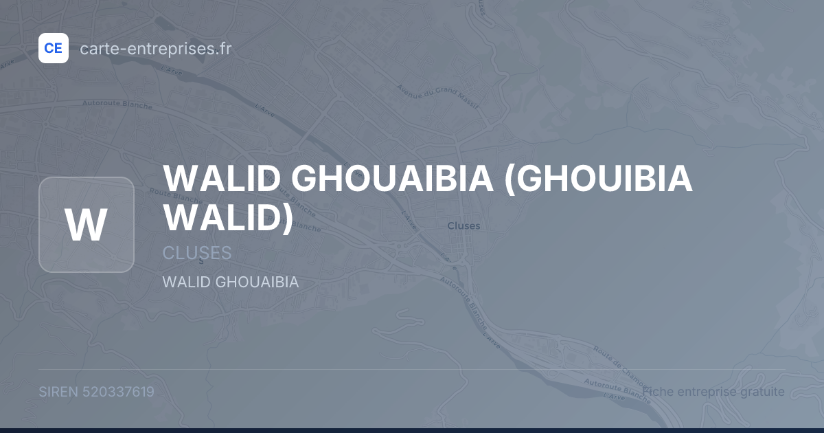 WALID GHOUAIBIA (GHOUIBIA WALID) — 520337619 — fiche entreprise