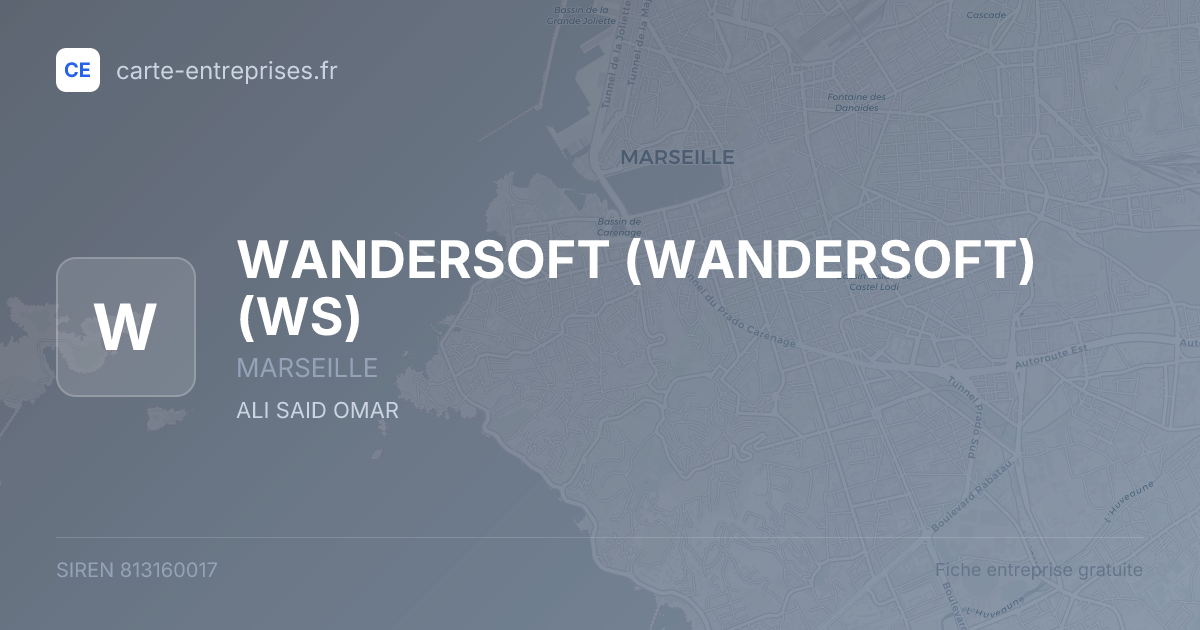 WANDERSOFT (WANDERSOFT) (WS) — 813160017 — fiche entreprise