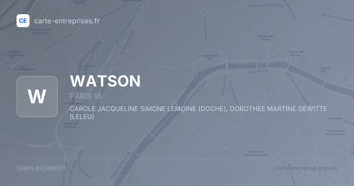 WATSON — 892898511 — fiche entreprise