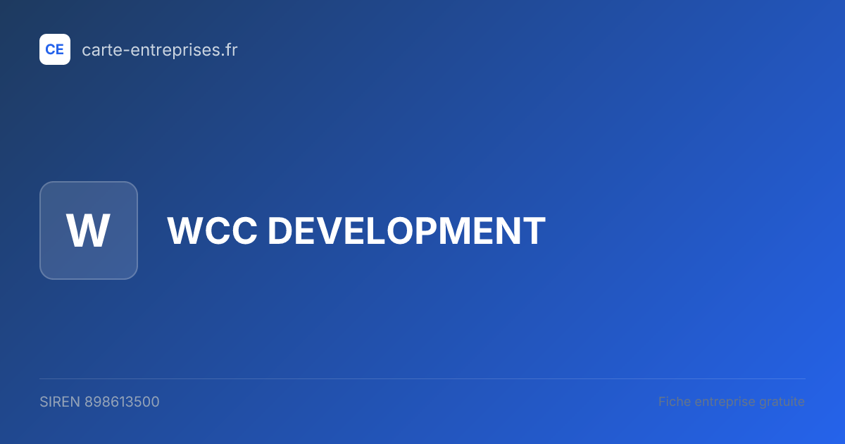 WCC DEVELOPMENT — 898613500 — fiche entreprise