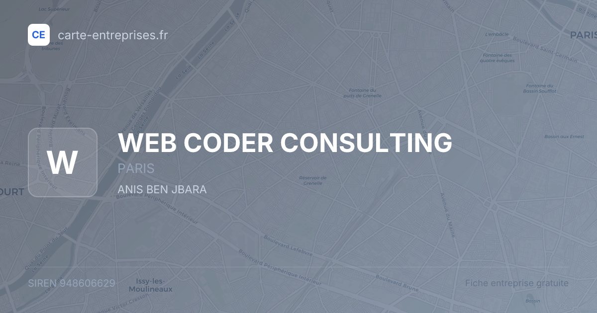 WEB CODER CONSULTING — 948606629 — fiche entreprise