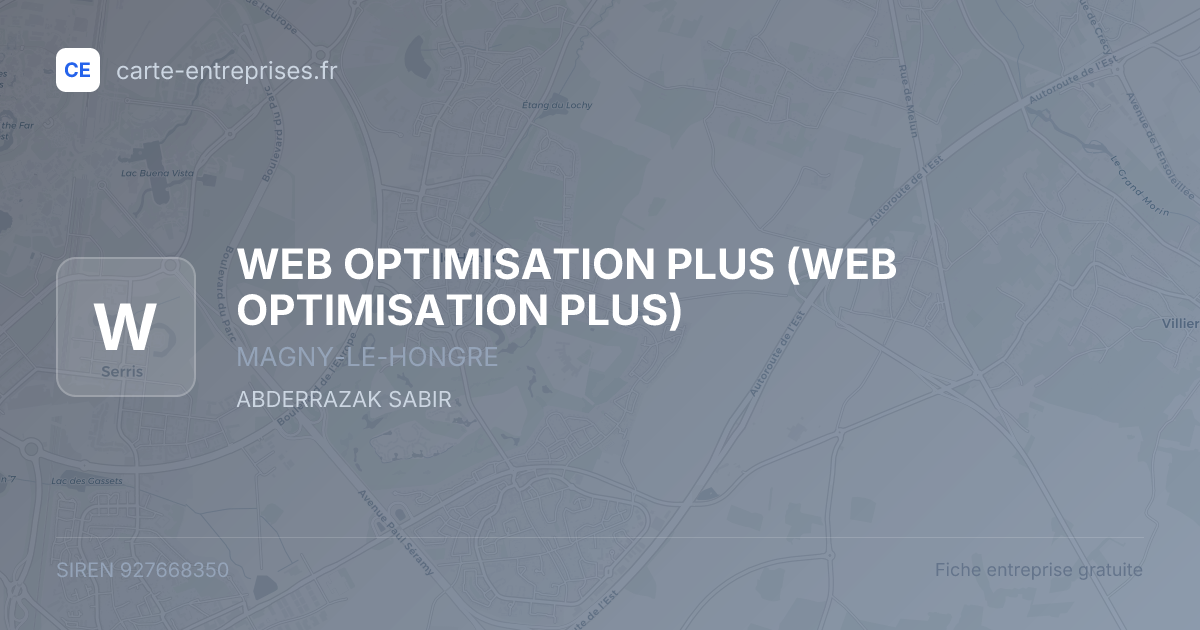 WEB OPTIMISATION PLUS — 927668350 — fiche entreprise