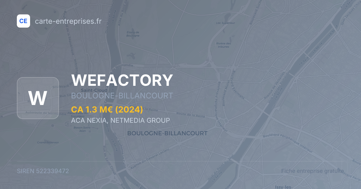 WEFACTORY — 522339472 — fiche entreprise