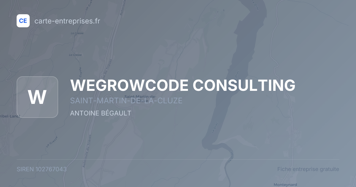 WEGROWCODE CONSULTING — 102767043 — fiche entreprise