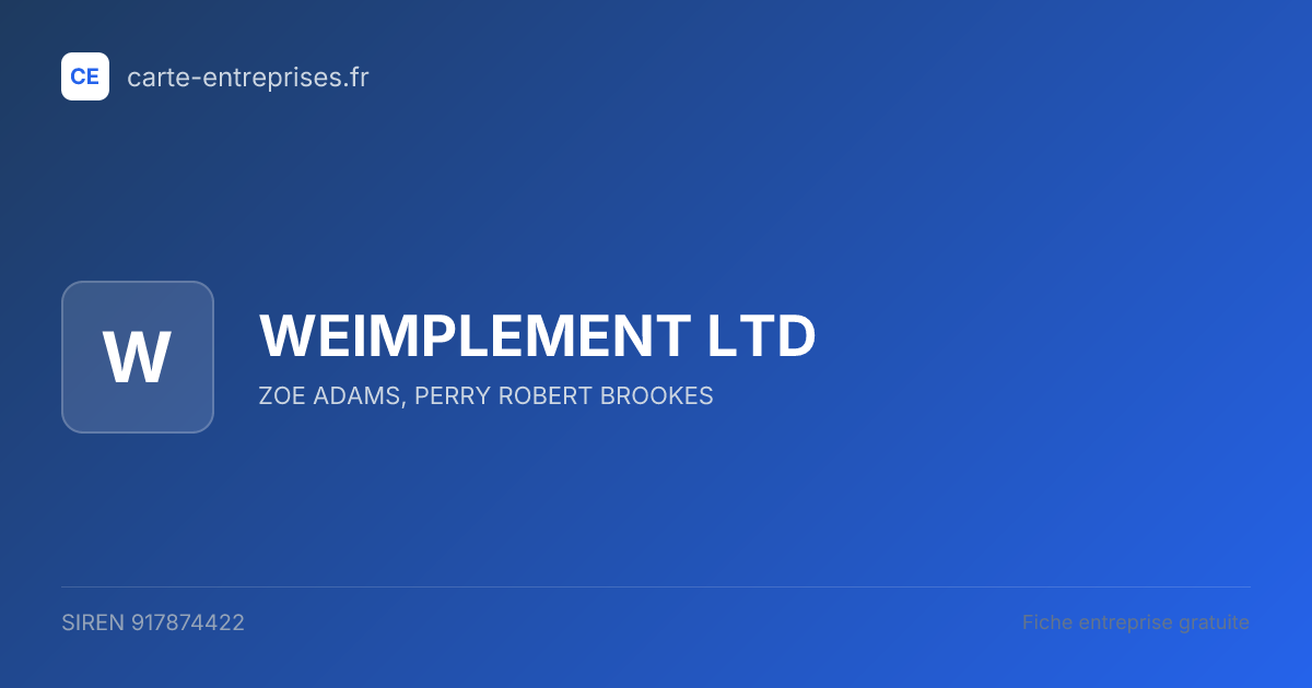 WEIMPLEMENT LTD — 917874422 — fiche entreprise