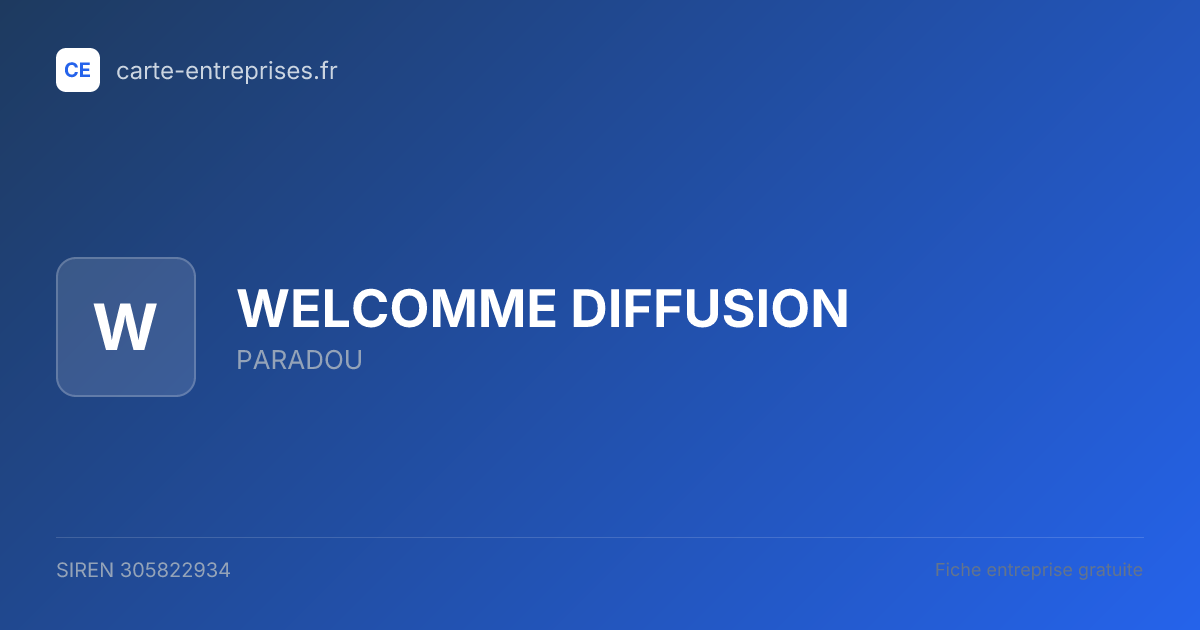 WELCOMME DIFFUSION — 305822934 — fiche entreprise
