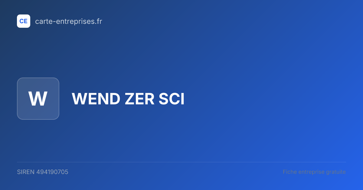 WEND ZER SCI — 494190705 — fiche entreprise