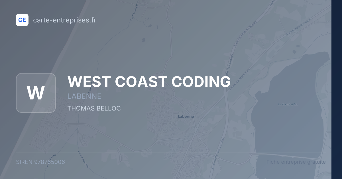 WEST COAST CODING — 978765006 — fiche entreprise