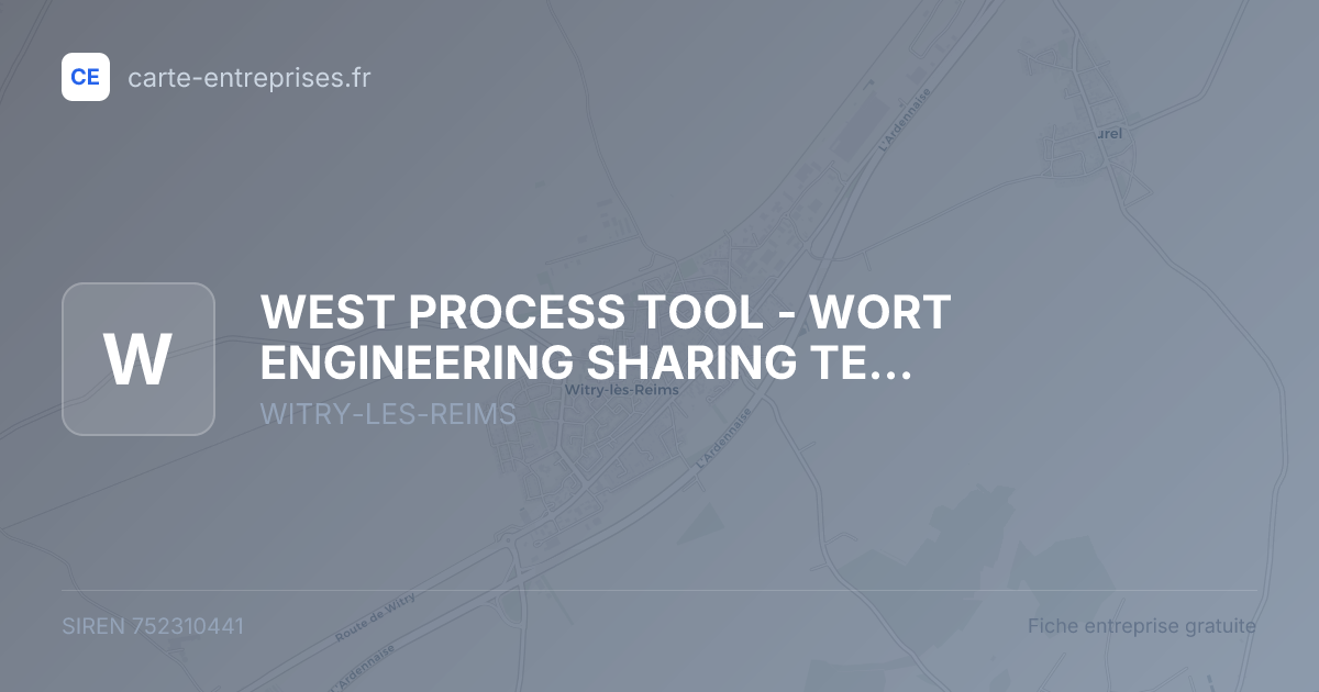 WEST PROCESS TOOL - WORT ENGINEERING SHARING TECHNICAL — 752310441 — fiche entreprise