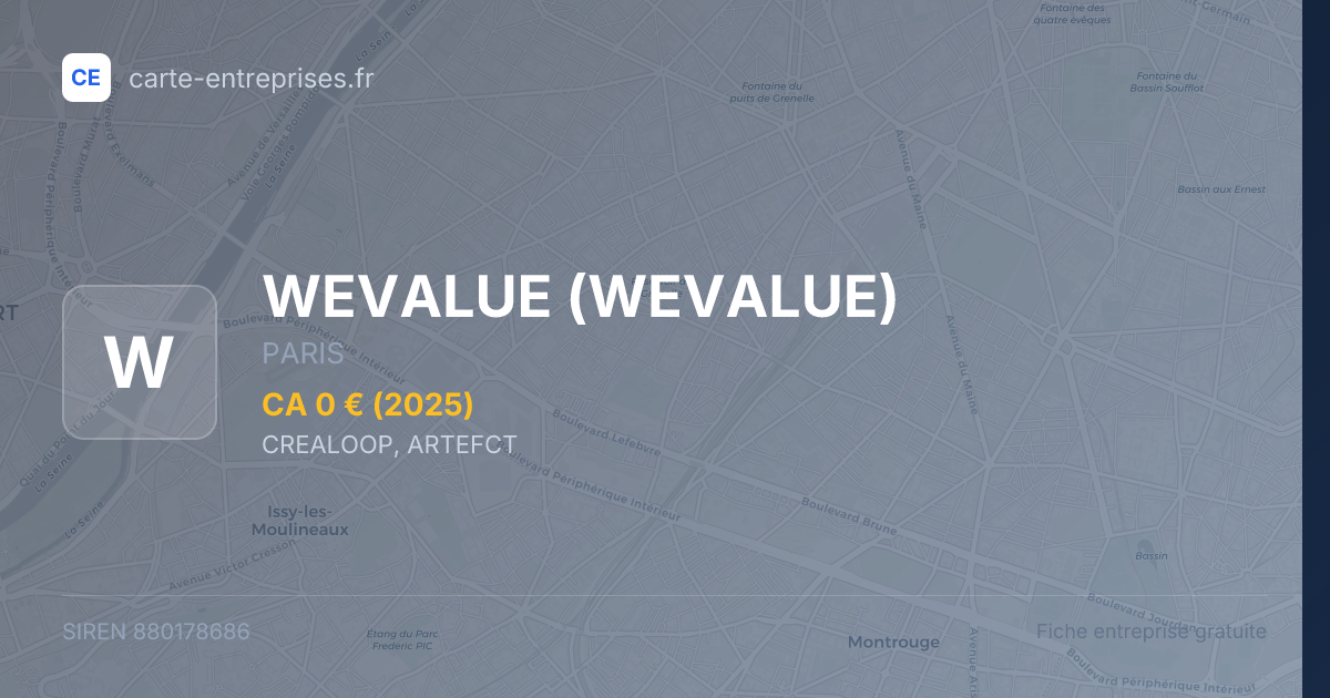WEVALUE — 880178686 — fiche entreprise