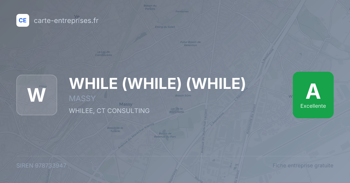 WHILE (WHILE) (WHILE) — 978733947 — fiche entreprise