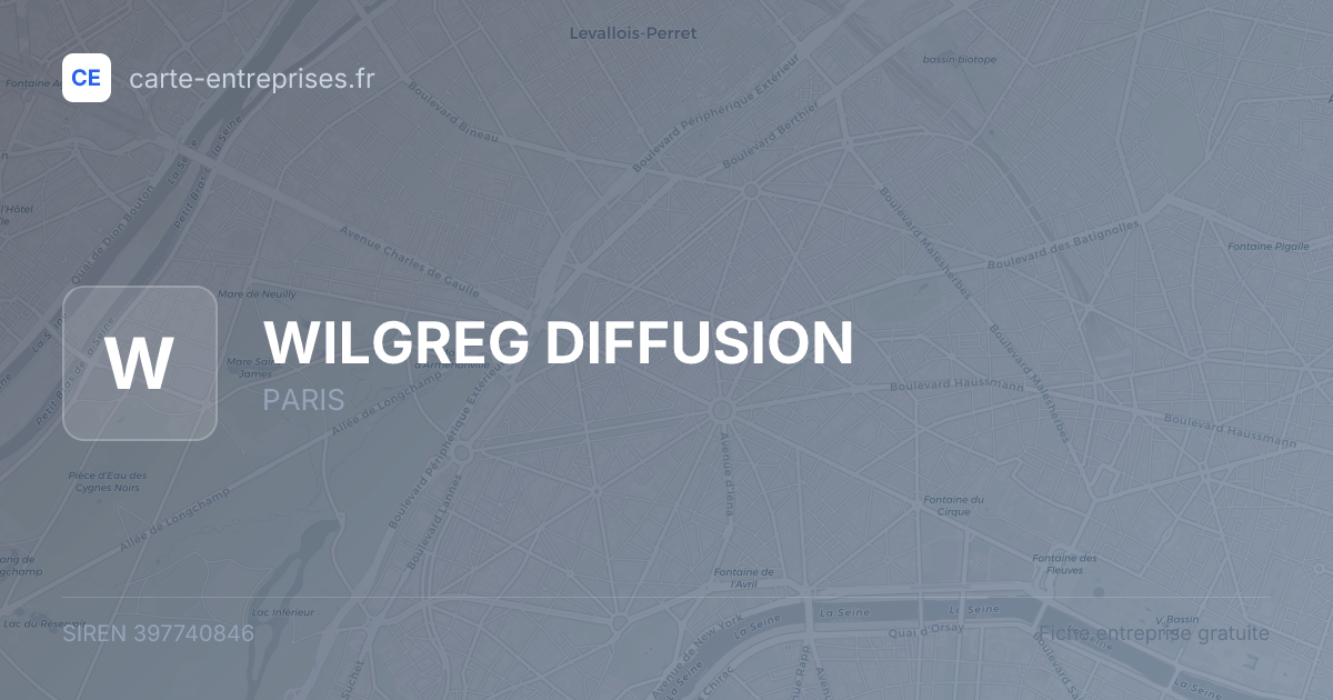 WILGREG DIFFUSION — 397740846 — fiche entreprise