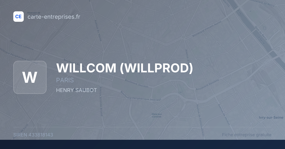 WILLCOM (WILLPROD) — 433818143 — fiche entreprise