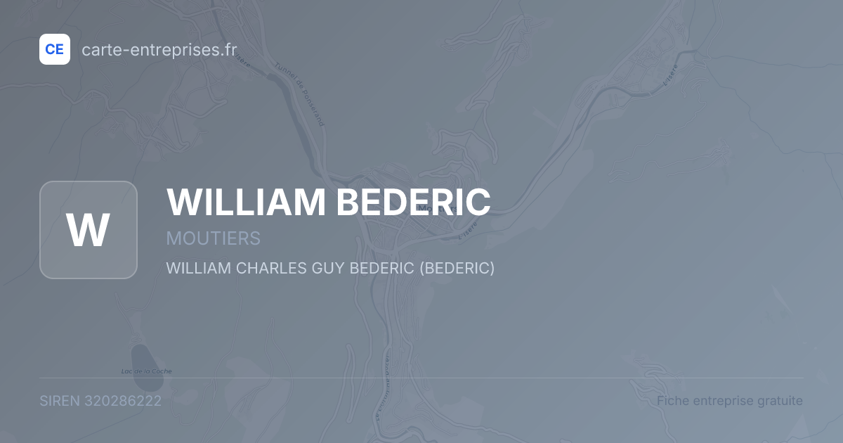 WILLIAM BEDERIC — 320286222 — fiche entreprise