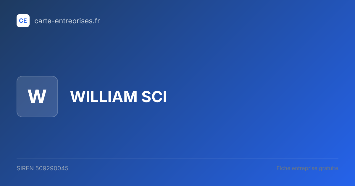 WILLIAM SCI — 509290045 — fiche entreprise