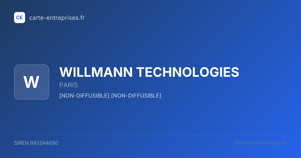 WILLMANN TECHNOLOGIES — 892244690 — fiche entreprise