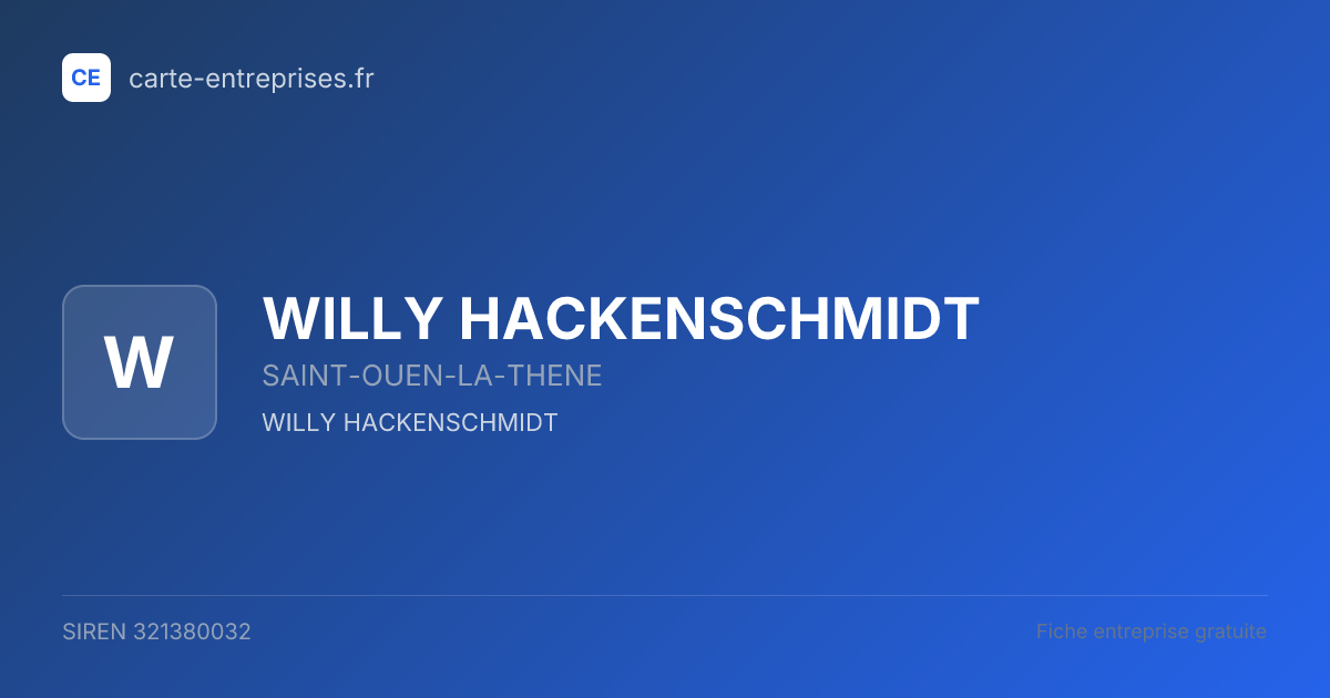 WILLY HACKENSCHMIDT — 321380032 — fiche entreprise