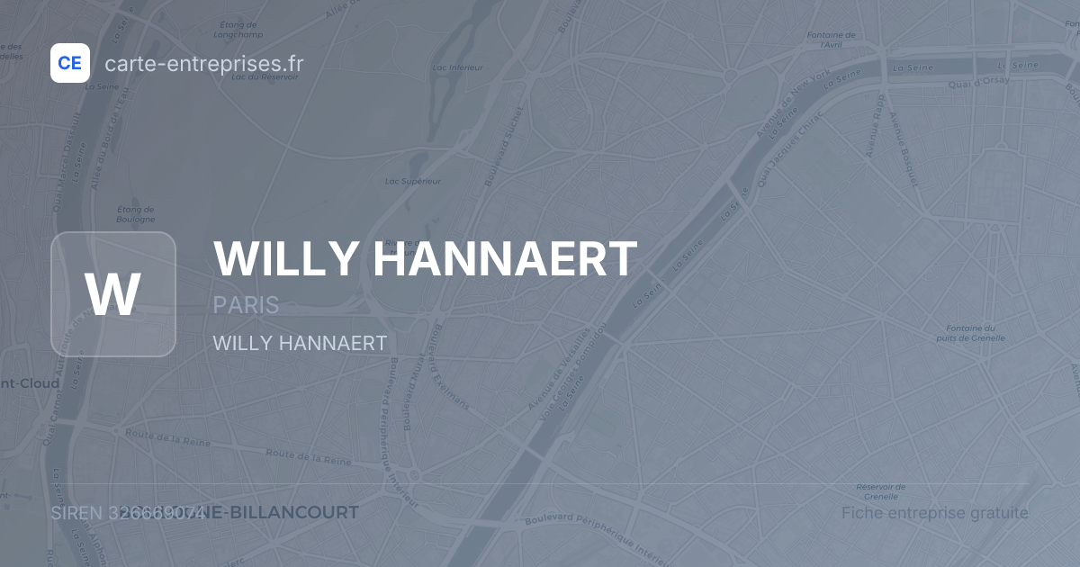 WILLY HANNAERT — 326669074 — fiche entreprise