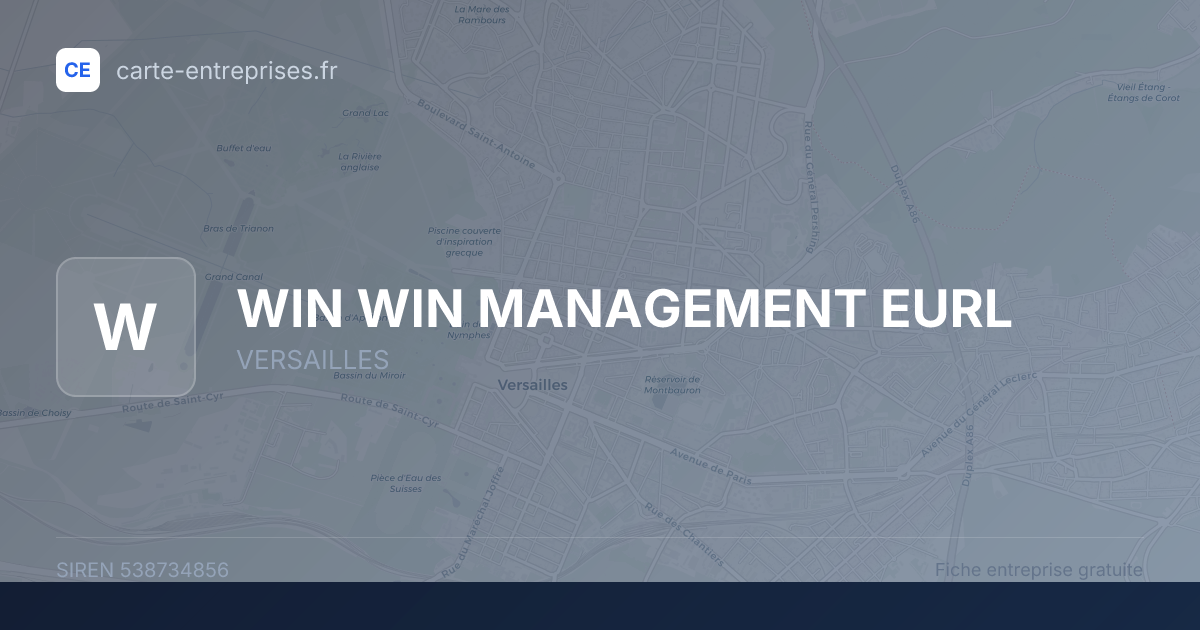 WIN WIN MANAGEMENT EURL — 538734856 — fiche entreprise