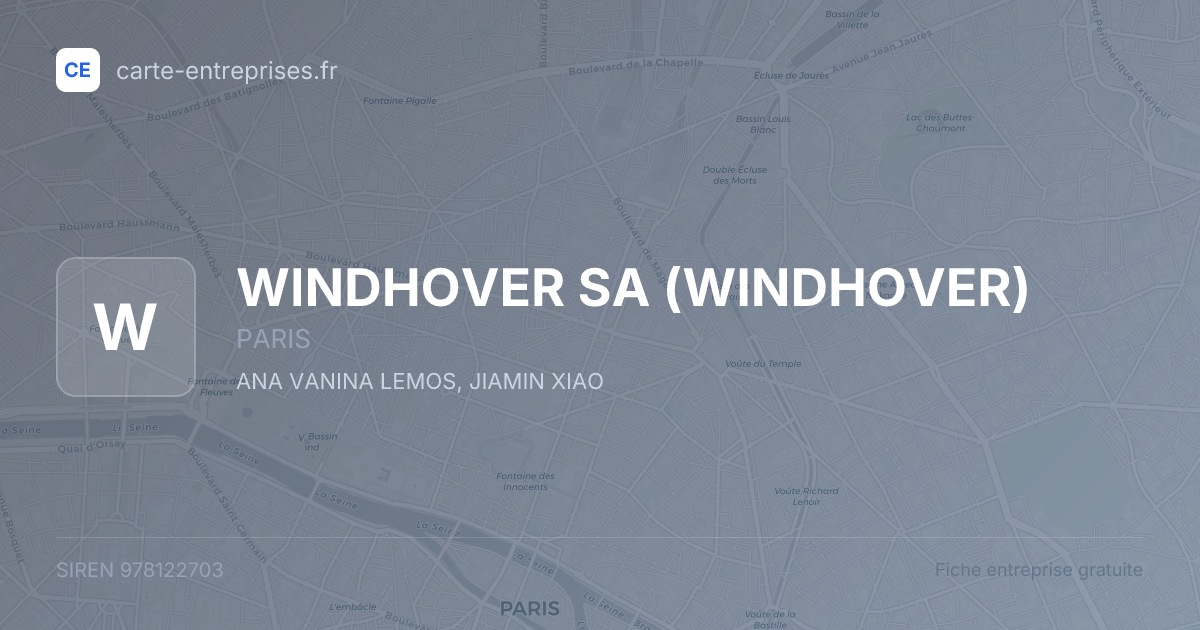 WINDHOVER SA (WINDHOVER) — 978122703 — fiche entreprise