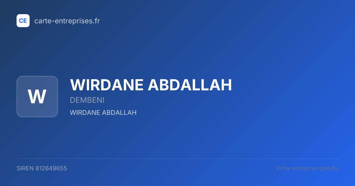WIRDANE ABDALLAH — 812649655 — fiche entreprise