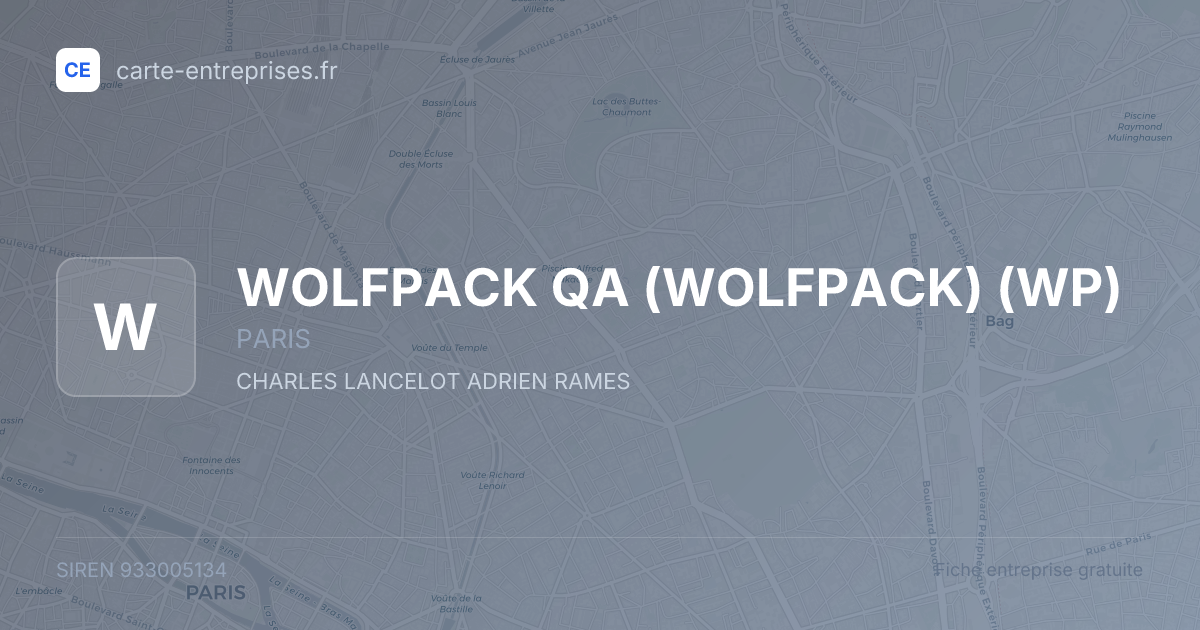 WOLFPACK QA (WOLFPACK) (WP) — 933005134 — fiche entreprise