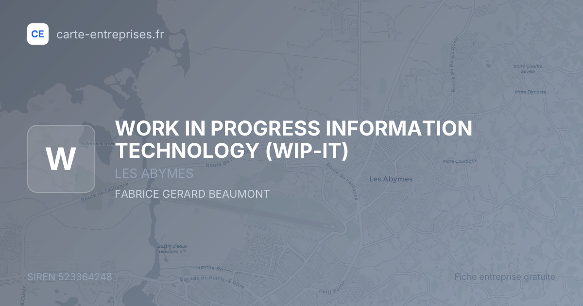 WORK IN PROGRESS INFORMATION TECHNOLOGY (WIP-IT) — 523364248 — fiche entreprise